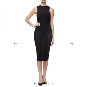 Good American Be Sheer Now black stripe sleeveless midi dress swim cover size 2